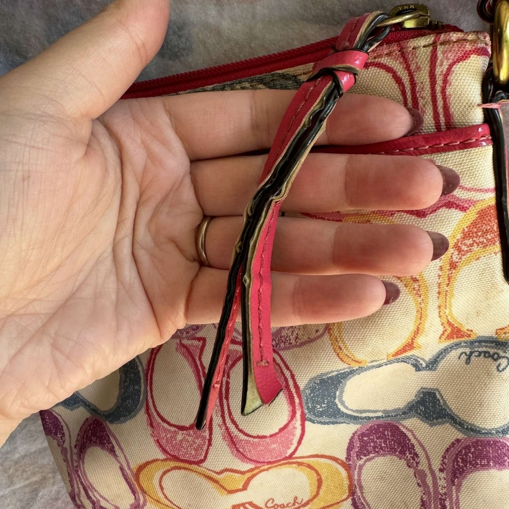 Coach Multicolor Scribble Crossbody Purse with Pink Strap - Picture 6 of 6
